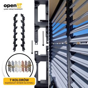 Gadżety do żaluzji tarasowych w 7 kolorach, system Open UP.