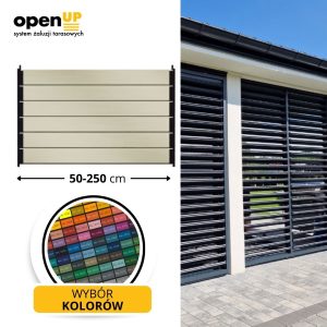 Ruchome deseczki RAL aluminium malowane na tarasie, szerokość 50-250 cm.