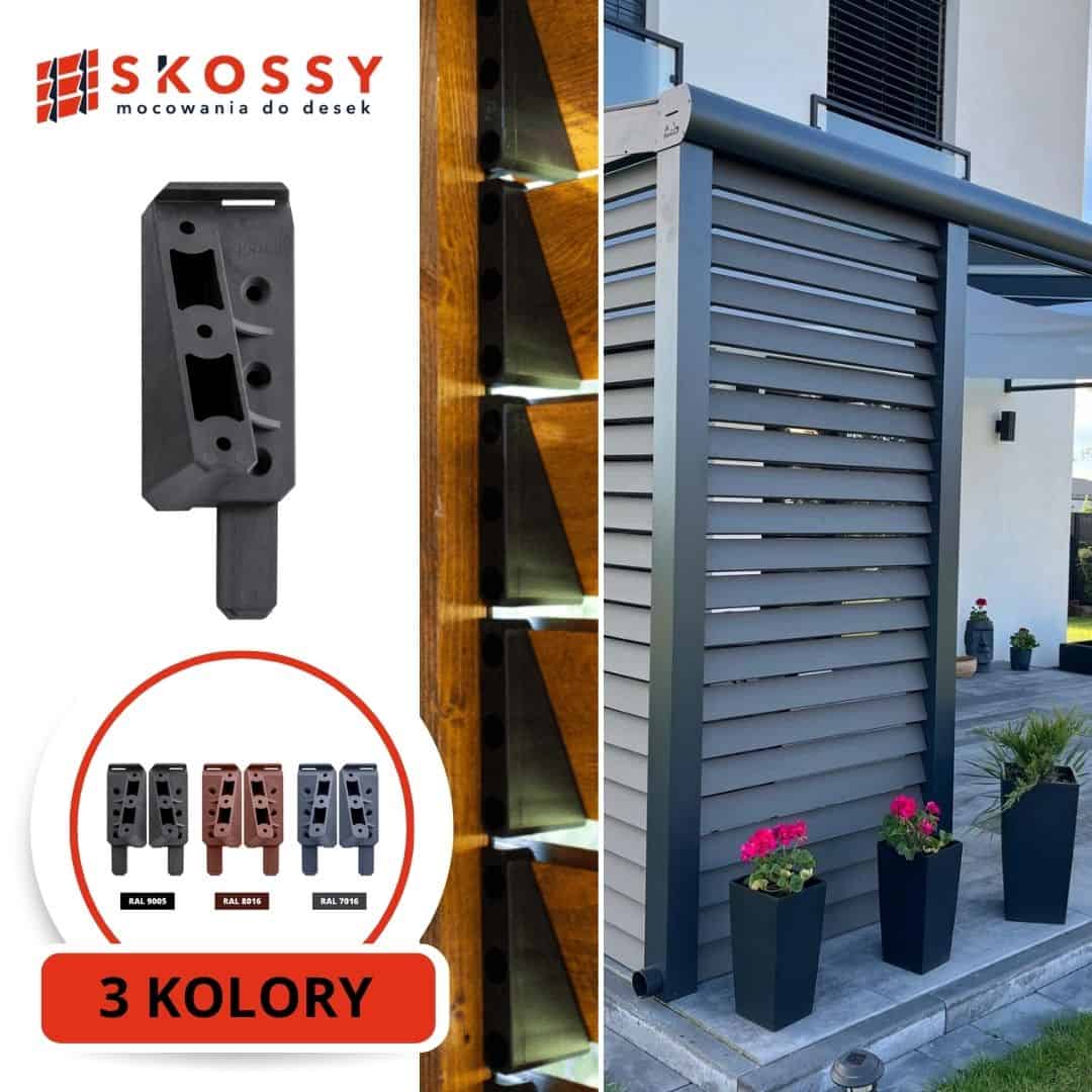 mocowanie do desek system Skossy mocowanie do desek system Skossy Akcesoria do tablic reklamowych i dekoracyjnych, nowoczesne i trwałe. mocowanie do desek system Skossy mocowanie do desek system S Mocowanie do deski pod kątem w różnych kolorach, idealne do montażu na elewacji.