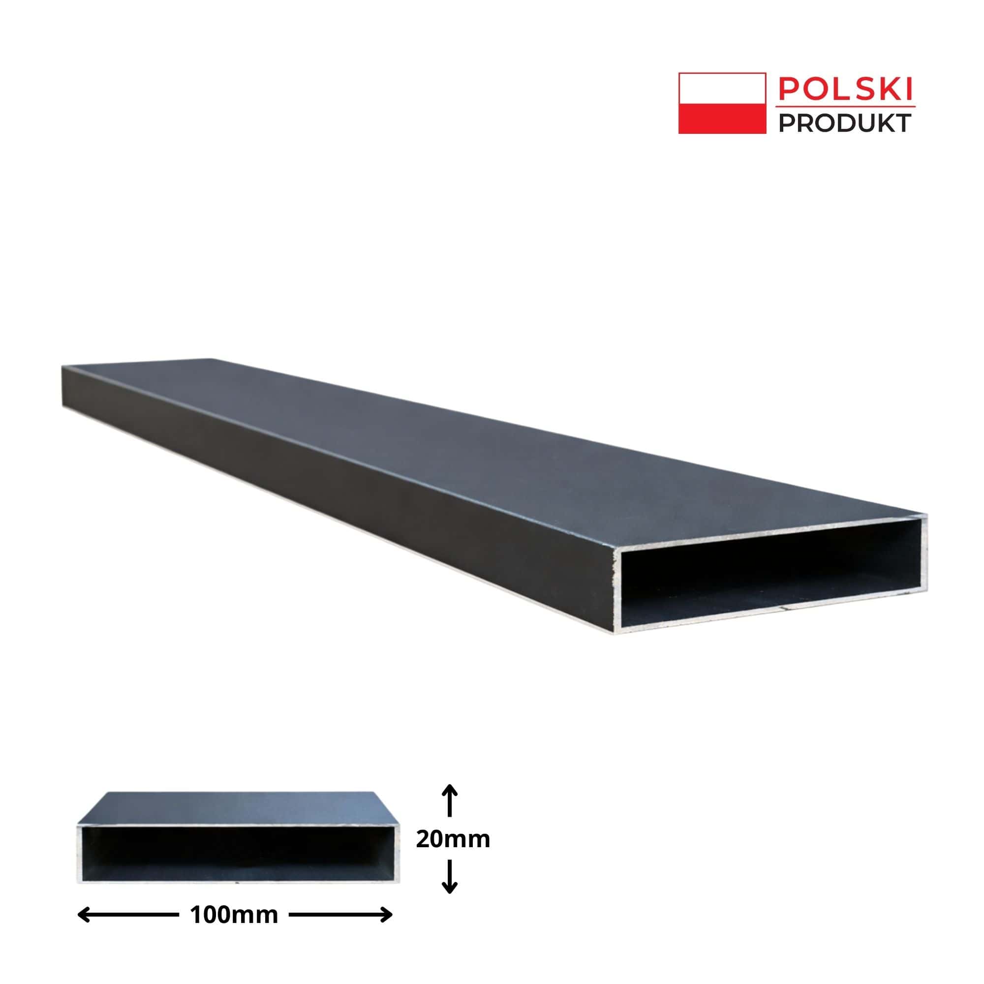 Belka Aluminiowa 100×20 malowana wymiary sama Profil aluminiowy 100x20x2 mm do zastosowaÅ„ przemysÅ‚owych i konstrukcyjnych.