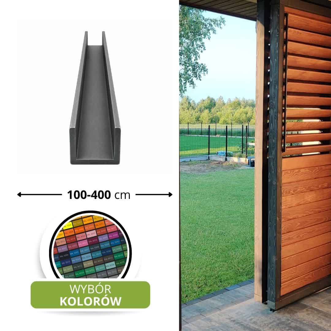Ceownik do przsuwnej zabudowy tarasów Profil dolny do przesuwnej zabudowy tarasu 25 × 25 mm