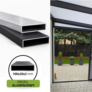 Profil aluminiowy 100x20x2 mm do konstrukcji i dekoracji.