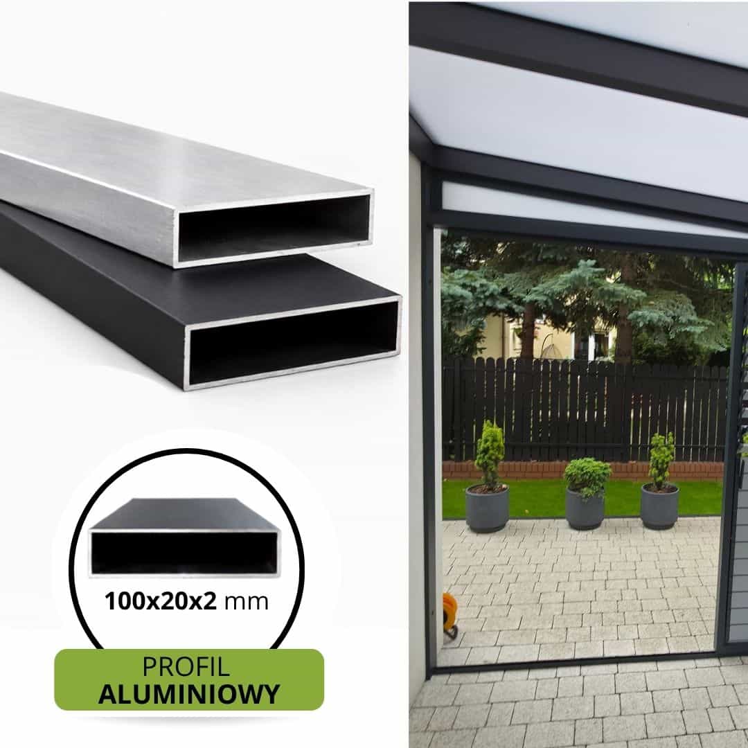 Profil aluminiowy 100 × 20 × 2 mm (2) Profil aluminiowy 100x20x2 mm do konstrukcji i dekoracji.